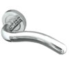 Paja Flow Door Handles On Round Rose, Polished Chrome  (sold in pairs)