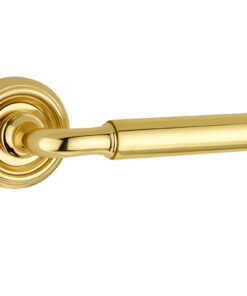 Parisian Elise Door Handles On Round Rose, Polished Brass  (sold in pairs)
