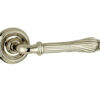 Parisian Giselle Door Handles On Round Rose, Polished Nickel(sold in pairs)