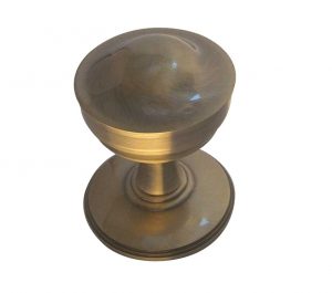 Crown Mortice Door Knob, Antique Brass