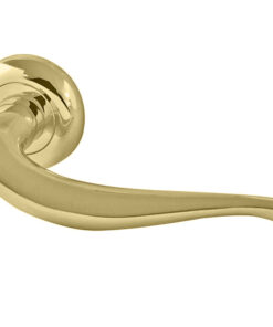 Paja Goccia Door Handles On Bevelled Round Rose, Polished Brass  (sold in pairs)