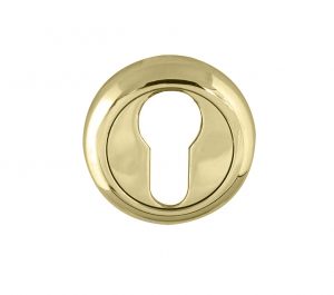 Euro Profile Bevelled Escutcheon, Polished Brass