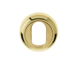 Oval Profile Bevelled Escutcheon, Polished Brass