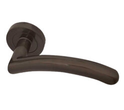 Mailand Door Handles On Round Rose, Dark Bronze (sold in pairs)