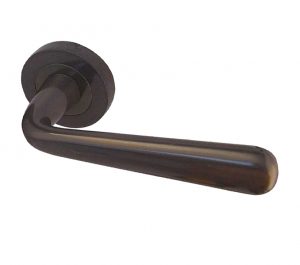 Paja Laguna Door Handles On Round Rose, Dark Bronze  (sold in pairs)