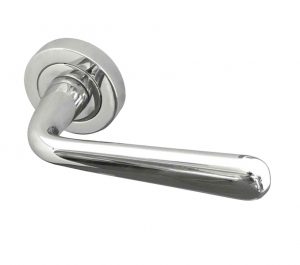 Paja Laguna Door Handles On Round Rose, Polished Chrome  (sold in pairs)