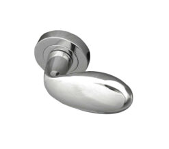 Paja Club Door Handles On Round Rose, Polished Chrome  (sold in pairs)