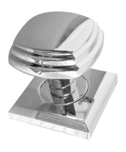 Tiered Square Mortice Door Knob On Square Rose, Polished Chrome (sold in pairs)