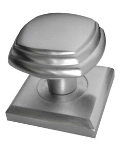 Tiered Square Mortice Door Knob On Square Rose, Satin Chrome (sold in pairs)