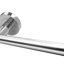 Rosetta Door Handles On Round Rose, Polished Chrome  (sold in pairs)