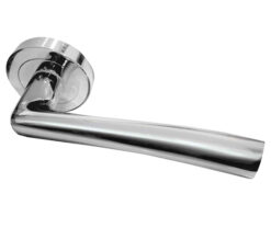 Opal Door Handles On Round Rose, Polished Chrome  (sold in pairs)