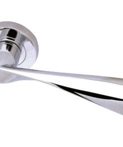 Comet Door Handles On Round Rose, Polished Chrome  (sold in pairs)
