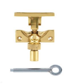 Lockable Brighton Sash Window Fastener, Polished Brass