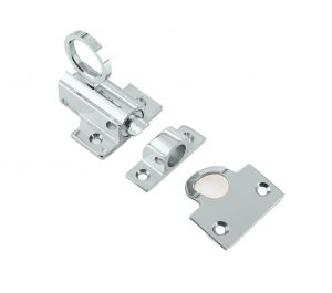 Fanlight Window Catch With Ring Pull (56mm x 36mm), Satin Chrome