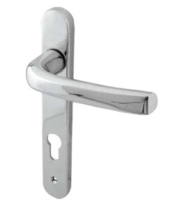 PVCu Lever Door Handles (220mm Backplate - 92mm C/C Euro Lock), Polished Chrome