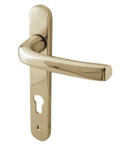 PVCu Lever Door Handles (220mm Backplate - 92mm C/C Euro Lock), PVD Stainless Brass