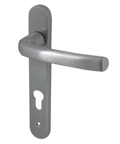 PVCu Lever Door Handles (220mm Backplate - 92mm C/C Euro Lock), Satin Chrome