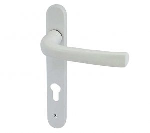 PVCu Lever Door Handles (220mm Backplate - 92mm C/C Euro Lock), White