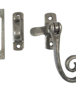 Casement Fastener Hook & Mortice Plate, Pewter Finish