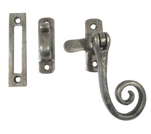 Casement Fastener Hook & Mortice Plate, Pewter Finish