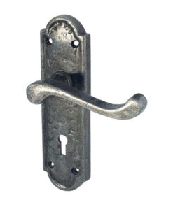 Turnberry Door Handles On Backplate, Pewter Finish (sold in pairs)