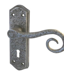 Royal Door Handles On Backplate, Pewter Finish (Sold In Pairs)