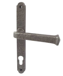 PVCu Lever Door Handles (240mm Backplate - 92mm C/C Euro Lock), Pewter