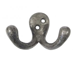 Double Robe Hook (55mm), Pewter Finish