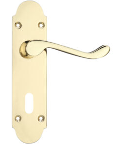 Project Range Oxford Door Handles On Backplate, Electro Brass (sold in pairs)