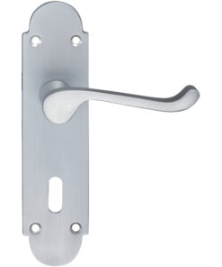 Project Range Oxford Door Handles On Backplate, Satin Chrome (sold in pairs)