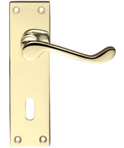 Project Range Victorian Scroll Door Handles On Backplate, Electro Brass (sold in pairs)