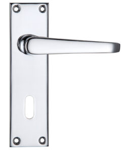 Project Range Victorian Flat Door Handles On Backplate, Polished Chrome (sold in pairs)