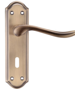 Project Range Lincoln Door Handles On Backplate, Florentine Bronze  (sold in pairs)