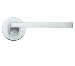 Lupus Lever On Round Rose, Satin Chrome (sold in pairs)