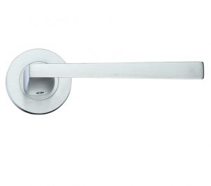 Lupus Lever On Round Rose, Satin Chrome (sold in pairs)