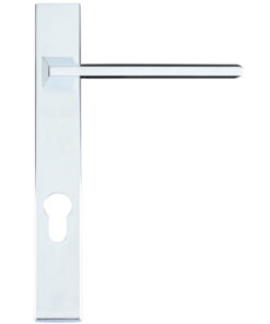 Pavo Euro Lock Multi Point Door Handles On Narrow 220mm Backplate, Polished Chrome (sold in pairs)