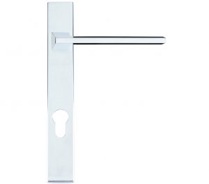 Pavo Euro Lock Multi Point Door Handles On Narrow 220mm Backplate, Polished Chrome (sold in pairs)