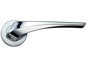 Aries Lever On Round Rose, Polished Chrome (sold in pairs)