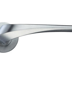 Aries Lever On Round Rose, Satin Chrome (sold in pairs)