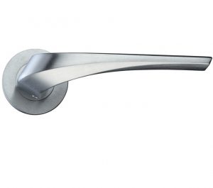 Aries Lever On Round Rose, Satin Chrome (sold in pairs)