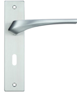 Aries Door Handles On Backplate, Satin Chrome (sold in pairs)