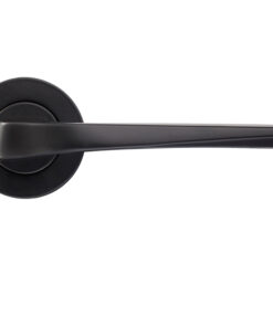 Lyra Lever On Round Rose, Powder Coated Black (sold in pairs)