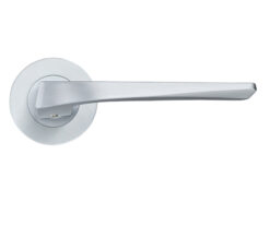 Lyra Lever On Round Rose, Satin Chrome (sold in pairs)