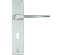 Lyra Door Handles On Backplate, Satin Chrome (sold in pairs)