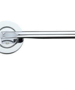 Vela Lever On Round Rose, Polished Chrome (sold in pairs)