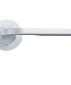 Vela Lever On Round Rose, Satin Chrome (sold in pairs)
