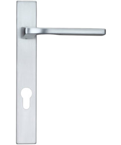 Vela Euro Lock Multi Point Door Handles On Narrow 220mm Backplate, Satin Chrome (sold in pairs)