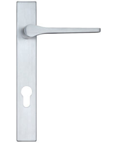 Draco Euro Lock Multi Point Door Handles On Narrow 220mm Backplate, Satin Chrome (sold in pairs)