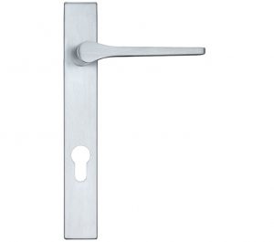 Draco Euro Lock Multi Point Door Handles On Narrow 220mm Backplate, Satin Chrome (sold in pairs)