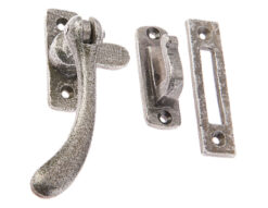 Jedo Collection Valley Forge Bulb End Casement Window Fastener (95mm x 55mm), Pewter Patina